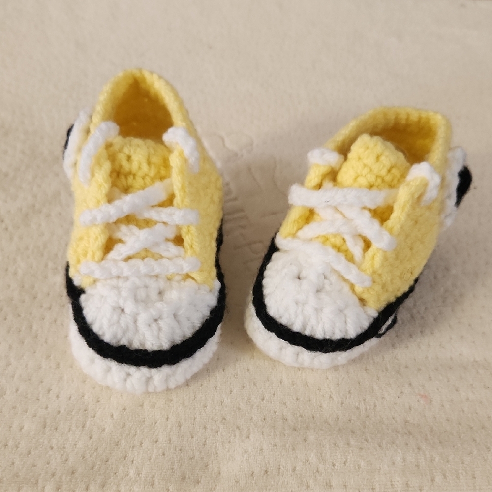 Yellow and White Baby Walker Shoes with Sneaker Design